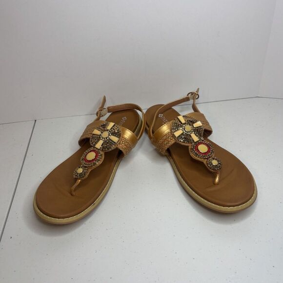 Patrizia Zinzibar Leather Embellished Thong Sandals Slingback Womens - Picture 8 of 10